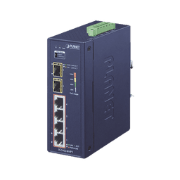 Switch PoE Industrial No Administrable de 4 Puertos PoE 10/100/1000T 802.3at, 2 Puertos SFP 10/1000X