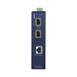 Convertidor de Medios Industrial de 1 Puerto Ethernet 10/100/1000 Base-T a 2 Puertos SFP 100/1000/2500 Base-X 