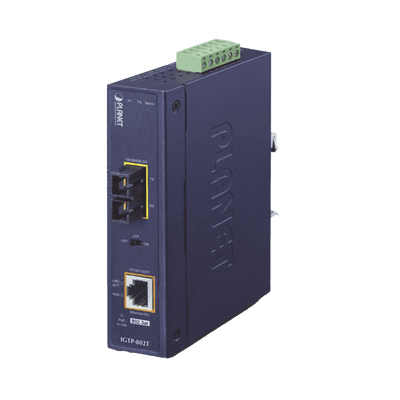 Convertidor de medios industrial PoE+ 1000BASE-SX a 10/100/1000BASE-T 802.3at (SC,MM) -550 m