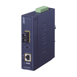 Convertidor de medios industrial PoE+ 1000BASE-LX a 10/100/1000BASE-T 802.3at (SC,SM) -20 km