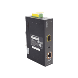 Convertidor de Medios PoE Industrial, Puerto SFP 1000BASE-SX/LX a Puerto RJ45 Gigabit con Salida PoE 802.3at (Hasta 30 W).
