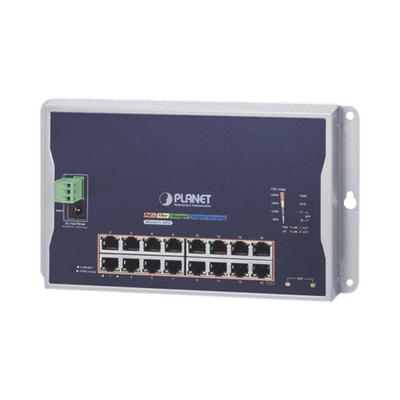 Switch Industrial Administrable Capa 2 de Pared,16 Puertos PoE 802.3at Gigabit y 2 Puertos SFP