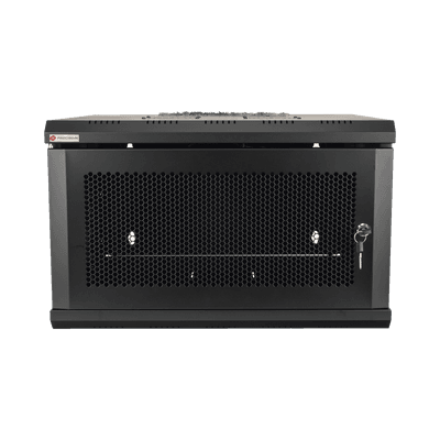 Gabinete Rack de Pared / 19 Pulgadas / 6U / 600 x 550 x 368 mm (23.6 x 21.7 x 14.5 in) / Carga Estática 60 kg / IP20 / Ventiladores AC / Panel Cepillo para Cables