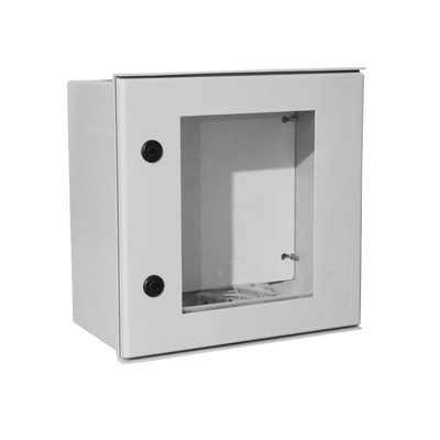 Gabinete de Poliéster IP65 Puerta Transparente, Uso en Intemperie (400 x 400 x 200 mm) con Placa Trasera Interior de Plástico (Incluye Chapa y Llave).