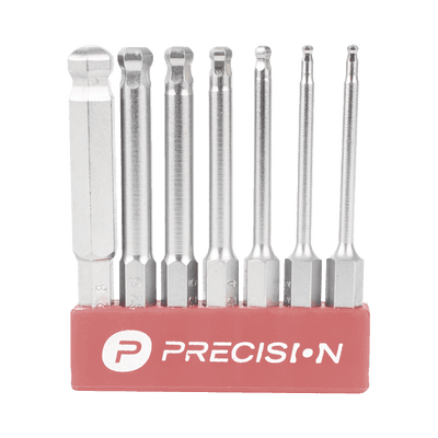 Juego de 7 Puntas Hexagonales / Allen, Milimétricas con Cabeza Redonda  para Destornillador de entrada Hexagonal de 1/4"