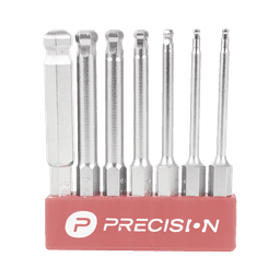 Juego de 7 Puntas Hexagonales / Allen, Milimétricas con Cabeza Redonda  para Destornillador de entrada Hexagonal de 1/4"