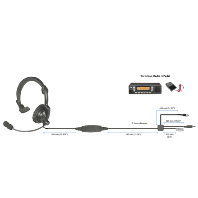 Diadema ligera acolchonada para radios móviles Motorola APX4500, XLT1500