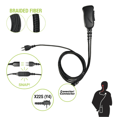 Micrófono con cable de fibra trenzada serie SNAP compatible con VERTEX VX-160/180/210/230/231/350/354/400/410/424/427.