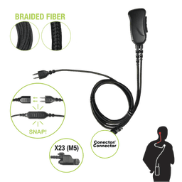 Micrófono con cable de fibra trenzada serie SNAP compatible con conector Motorola Serie Jedi.