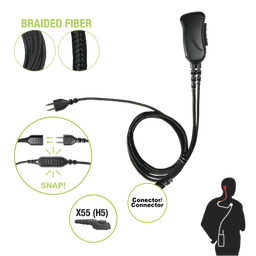 Micrófono con cable de fibra trenzada serie SNAP compatible con HYTERA PD-7.