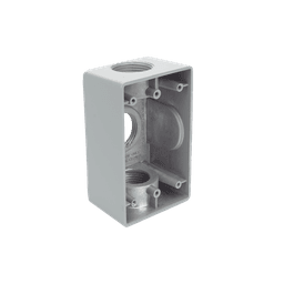 Caja Condulet FS de 1" (25.4 mm ) con tres bocas una arriba y una atrás a prueba de intemperie.