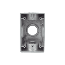 Caja Condulet FS de 1" (25.4 mm ) con tres bocas una arriba y una atrás a prueba de intemperie.