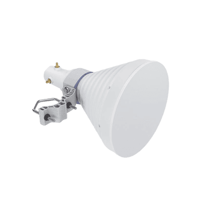 Antena Sectorial Simétrica Starter Horn de 30º, 5150 - 5950 MHz, ganancia de 18 dBi, conexión directa con radios IS-5AC, PS-5AC y IS-M5, conexión RP-SMA 