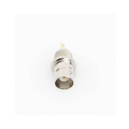 Conector BNC Hembra de Montaje Frontal D-Plano, Soldable, Rondana de Seguridad, Níquel/ Oro/ Delrin. 