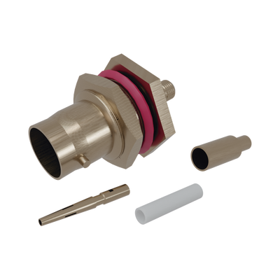  Conector BNC Hembra/ Chasis en D-Plano de Anillo Corto/ RG-174, RG-316, Níquel/Oro/Teflón.​