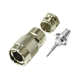 Conector TNC Macho de Rosca para Cable RG-59/U, Grupo D, Níquel/ Plata/ Teflón.