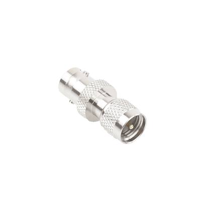 Adaptador en Línea, de Conector Mini UHF Macho a BNC Hembra, Níquel/ Oro/ Teflón.