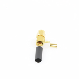 Conector SMA Macho Inverso en Ángulo Recto, Anillo Plegable/ RG-174/U, BELDEN 8216, Oro/ Oro/ Teflón.