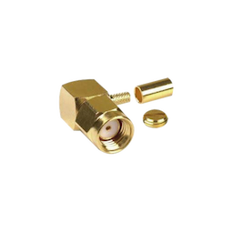 Conector SMA Macho Inverso en Ángulo Recto, Anillo Plegable/ RG-174/U, BELDEN 8216, Oro/ Oro/ Teflón.