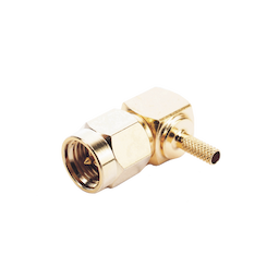 Conector SMA Macho en Ángulo Recto Para RG-174/U, Grupo B, Oro/ Oro/ Teflón.