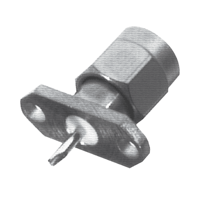 Conector SMA Macho de 2 Perforaciones, Montaje en Panel con Terminal Soldable, Níquel/ Oro/ Teflón.​