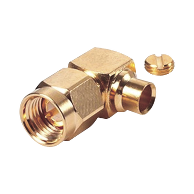 Conector SMA Macho en A/R para Cable Semi-Rígido de 0.141" de Diámetro, Oro/ Oro/ Teflón.