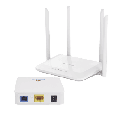 Kit 1 ONU Bridge V-Sol, Dual GPON/EPON con Router Home Mesh Ideal para distribuciones WISP de mayor cobertura Wi-Fi en Hogares y Oficinas