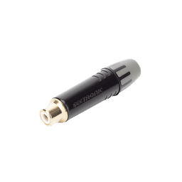 Conector Hembra RCA | Carcasa Enchapada en Negro | Contacto Enchapado en Oro | Cable OD 3.5-6.5mm
