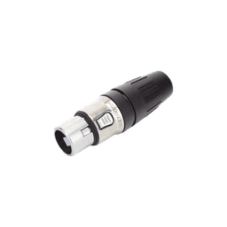 Conector hembra XLR de 3 núcleos con carcasa de acero inoxidable y contactos chapados en oro