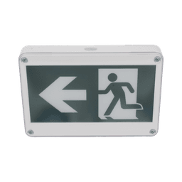 Letrero EXTERIOR de Señalización salida "Hombre Corriendo"/ Alto brillo / Uso en pared, lateral o techo / Batería de Respaldo Incluida con hasta 120 minutos de duración 