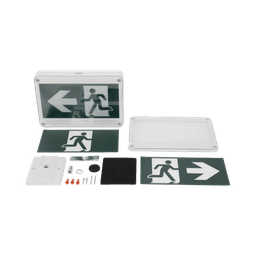 Letrero EXTERIOR de Señalización salida "Hombre Corriendo"/ Alto brillo / Uso en pared, lateral o techo / Batería de Respaldo Incluida con hasta 120 minutos de duración 