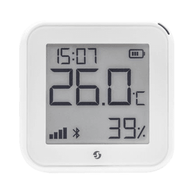 Pantalla Sensor de temperatura y humedad, inteligente e inalámbrico, integrable a la App de Shelly.