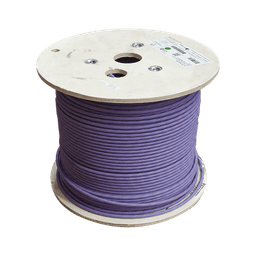 Bobina de Cable Blindado S/FTP de 4 pares, Cat7A, Inmune a Ruido e Interferencias, LS0H (Bajo humo, Cero Halógenos), Color Violeta, 305 m