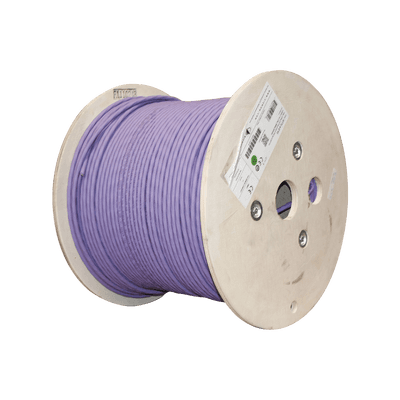 Bobina de Cable Blindado S/FTP de 4 pares, Cat7A, Inmune a Ruido e Interferencias, LS0H (Bajo humo, Cero Halógenos), Color Violeta, 305 m