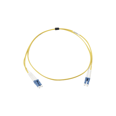 Jumper de Fibra Óptica Monomodo (OS2), XGLO, Riser, LC/UPC-LC/UPC Duplex, OFNR, Color Amarillo, 5 Metros