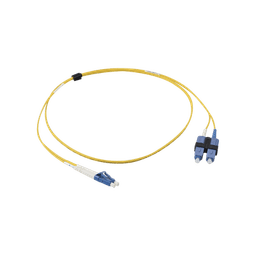 Jumper de Fibra Óptica Monomodo (OS2), XGLO, Riser, LC/UPC-SC/UPC Duplex, OFNR, Color Amarillo, 1 Metro