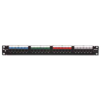 Patch Panel UTP HD6 de 24 puertos, Precargado con Jacks Categoría 6, Plano, 1UR