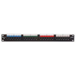 Patch Panel UTP HD6 de 24 puertos, Precargado con Jacks Categoría 6, Plano, 1UR