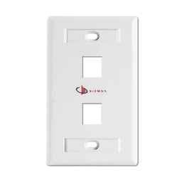 Placa de pared Keystone de 2 salidas, color blanco, para Jacks Keystone Z-MAX y MAX