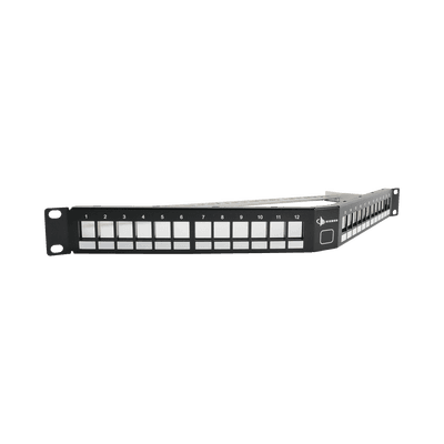 Patch Panel UTP Keystone de 24 puertos Modular (vacío), Angulado, 1UR, compatible con Jacks Keystone UTP Z-MAX® y MAX®