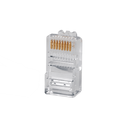 Plug RJ45 Cat5e, Para Cable UTP Calibre 22 a 26 AWG, Chapado en Oro de 50 micras