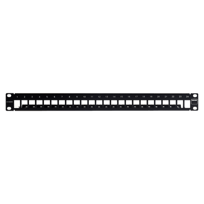 Patch Panel TERA-MAX Blindado de 24 Puertos, Modular (vacío), Plano, Color Negro, 1UR