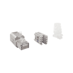 Plug RJ45 Cat6A Blindado, Terminación en Campo, Compatible con Todas las Categorías, Sin Clip Protector de Seguro