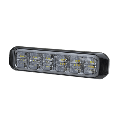 Luz Auxiliar de 18 LED, SAE, Tricolor, Bisel Negro, Rojo/Blanco/Ambar, Lente Transparente