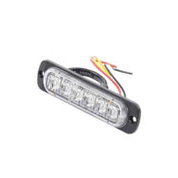 Luz Auxiliar de 6 LED, Ambar, Bisel Negro, Lente Transparente