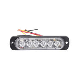 Luz Auxiliar de 6 LED, Ambar, Bisel Negro, Lente Transparente