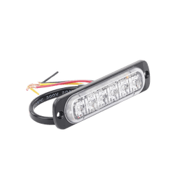 Luz Auxiliar de 6 LED, Ambar, Bisel Negro, Lente Transparente