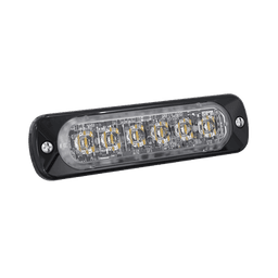 Luz Auxiliar de 6 LED, Ambar, Bisel Negro, Lente Transparente