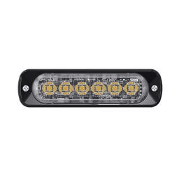 Luz Auxiliar de 6 LED, Ambar, Bisel Negro, Lente Transparente