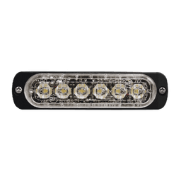 Luz Auxiliar de 6 LED, Ambar, Bisel Negro, Lente Transparente